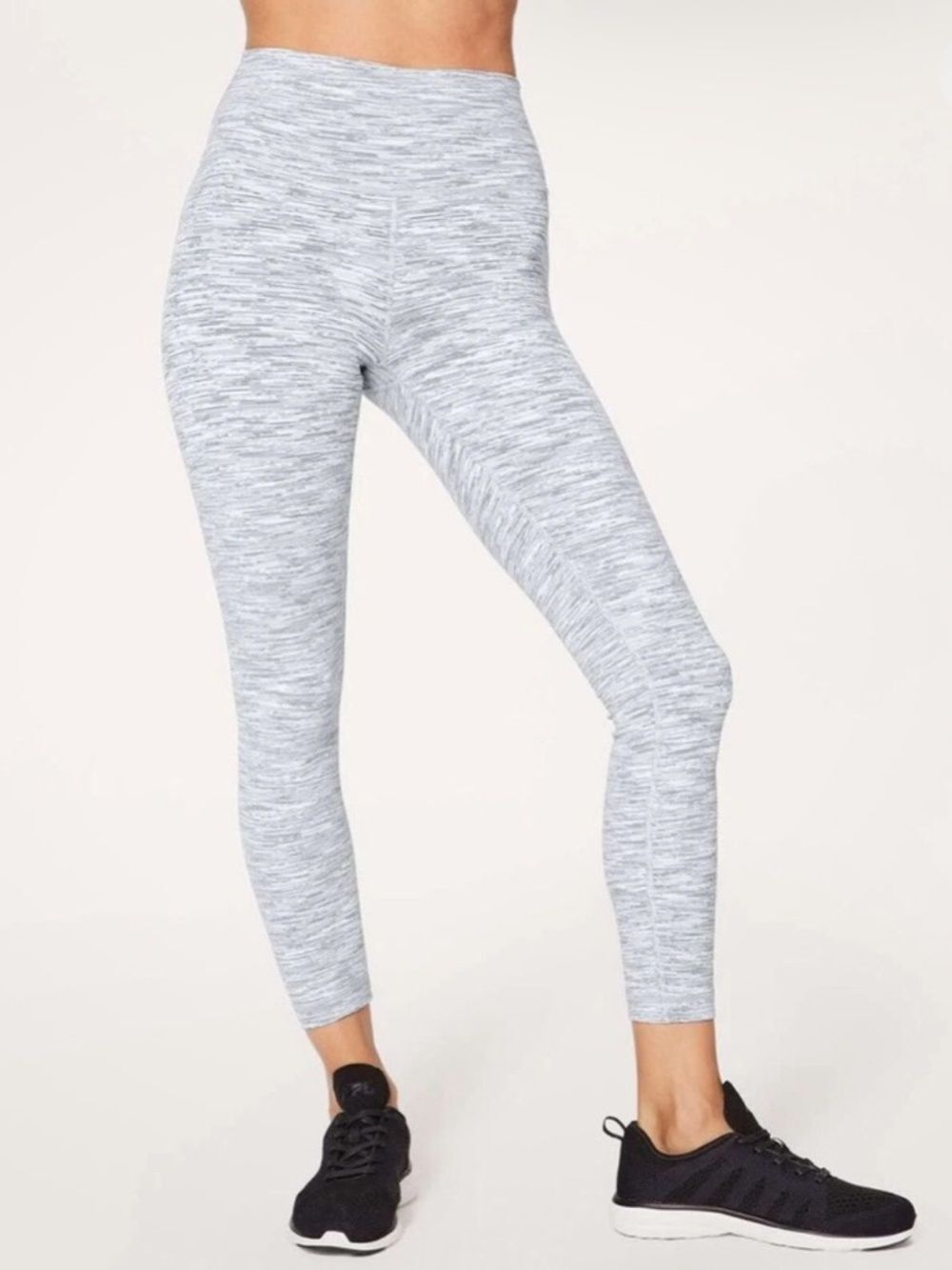 LululemonβWunder Under high-rise leggings in a light gray white space dye.4